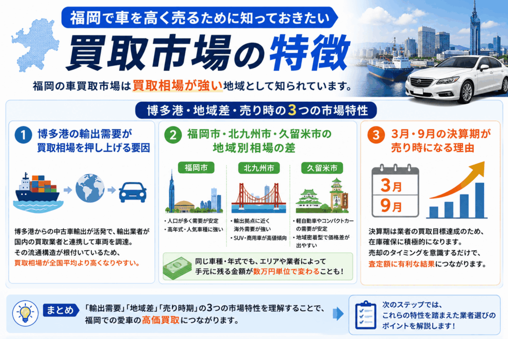 福岡で車を高く売るために知っておきたい買取市場の特徴画像