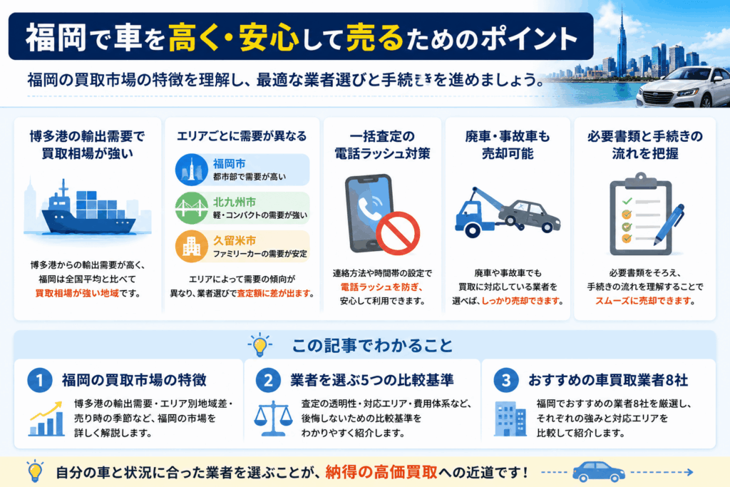 福岡の車買取についてのポイントまとめ画像