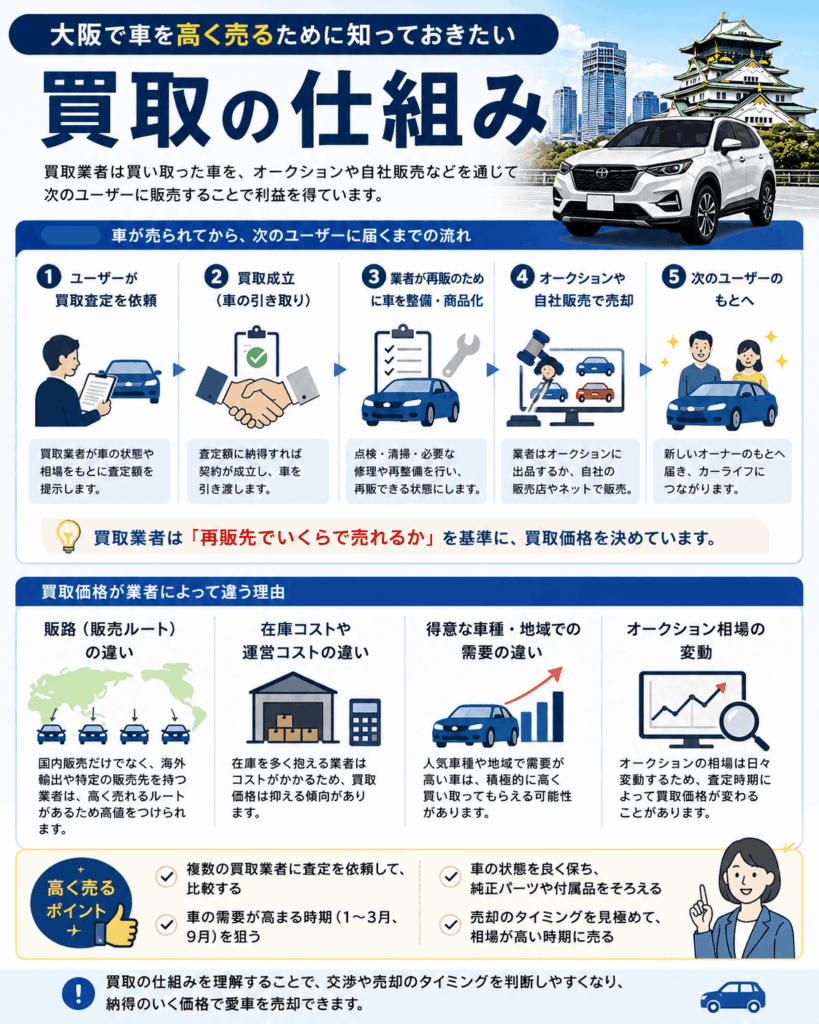 大阪で車を高く売るために知っておきたい買取の仕組み画像