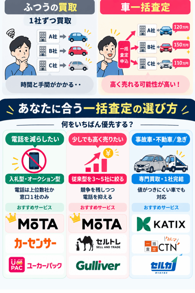 車一括査定サイトの図解画像
